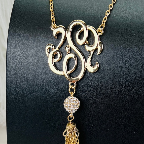 Vintage aged goldtone large fringe dangle pendant necklace - Picture 4 of 10